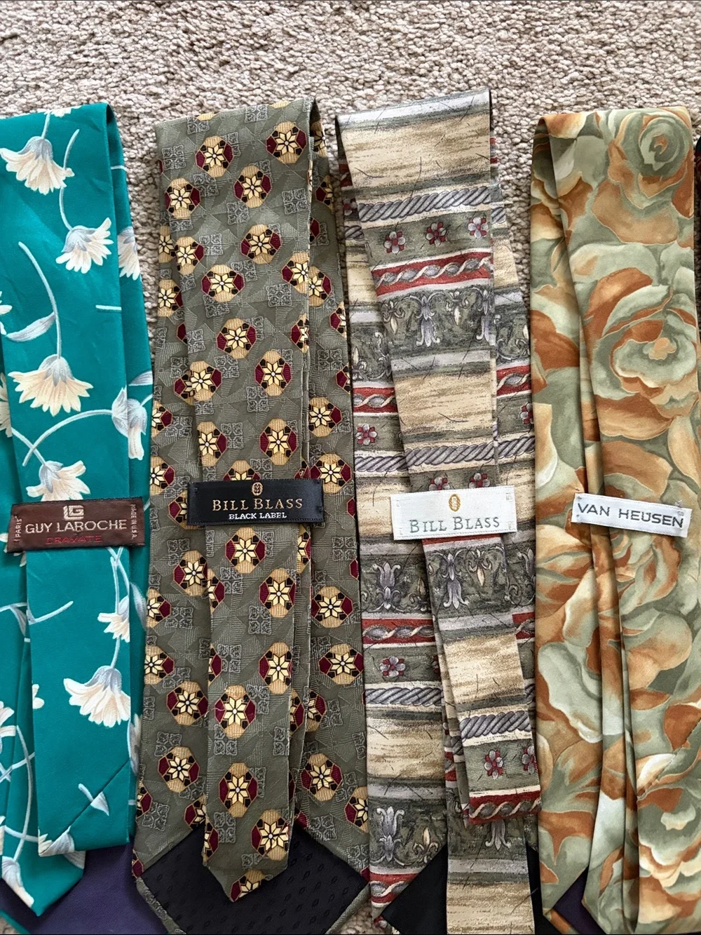 Colorful Men's Floral & Patterned Tie Set - Teal, Red, Gold, Black Mix